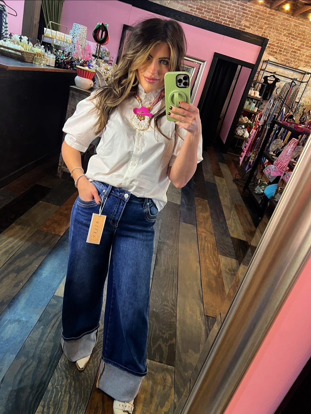 WHITE RUFFLE NECK POPLIN TOP
