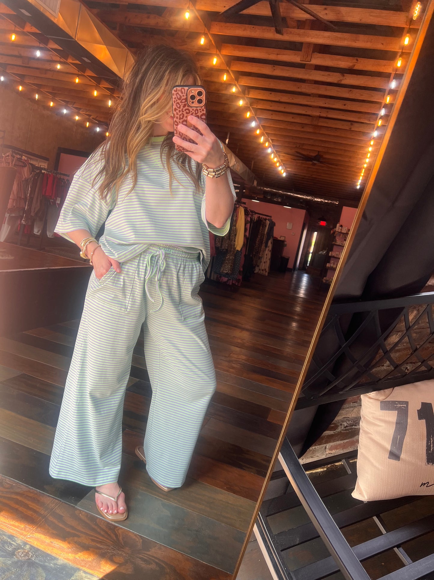 MINT/LILAC STRIPED PANTS SET