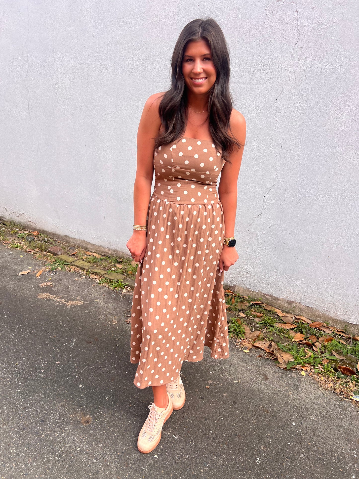 POLKADOT STRAPLESS MIDI