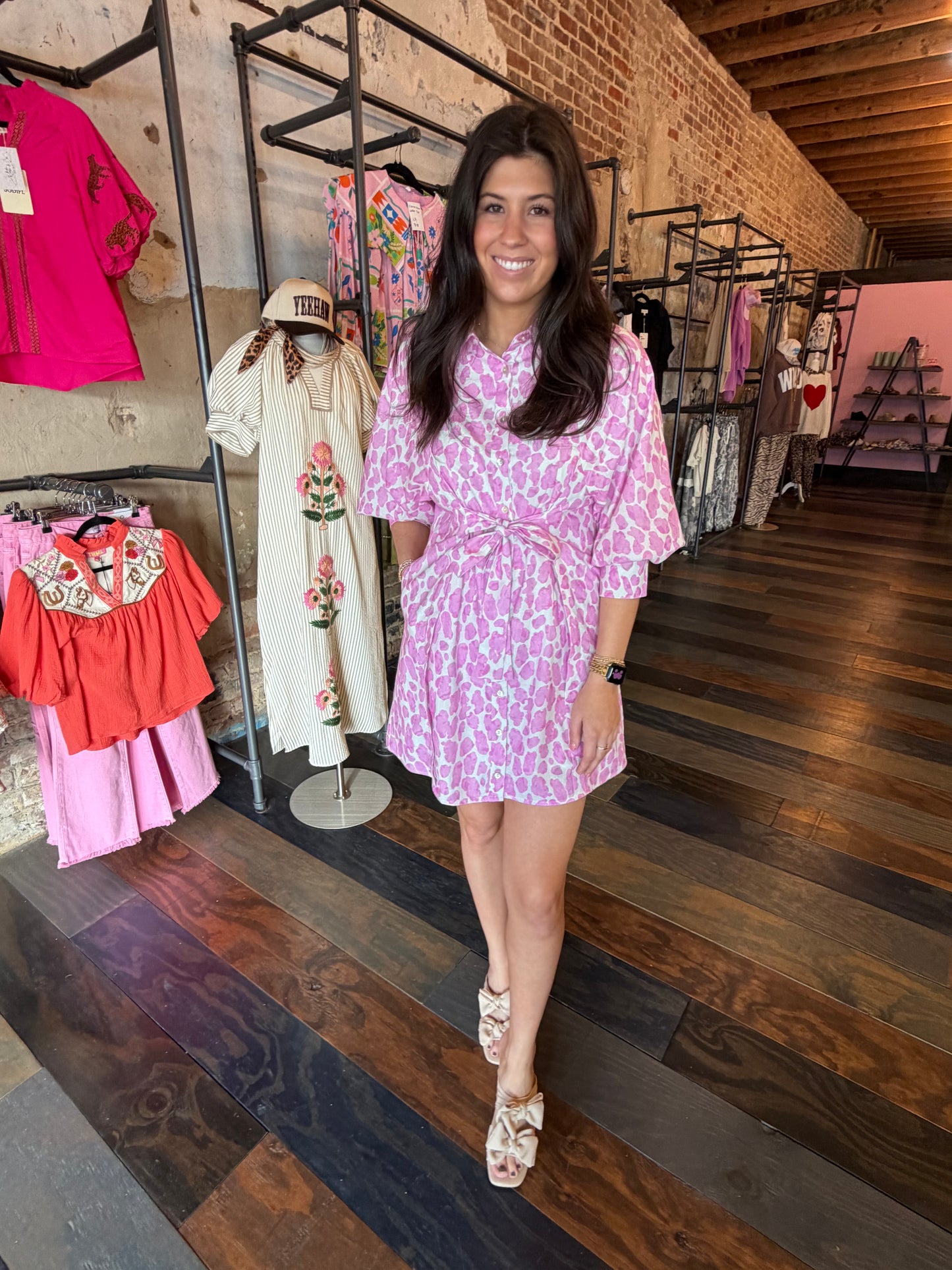 SPOTTED IN PINK DRESS