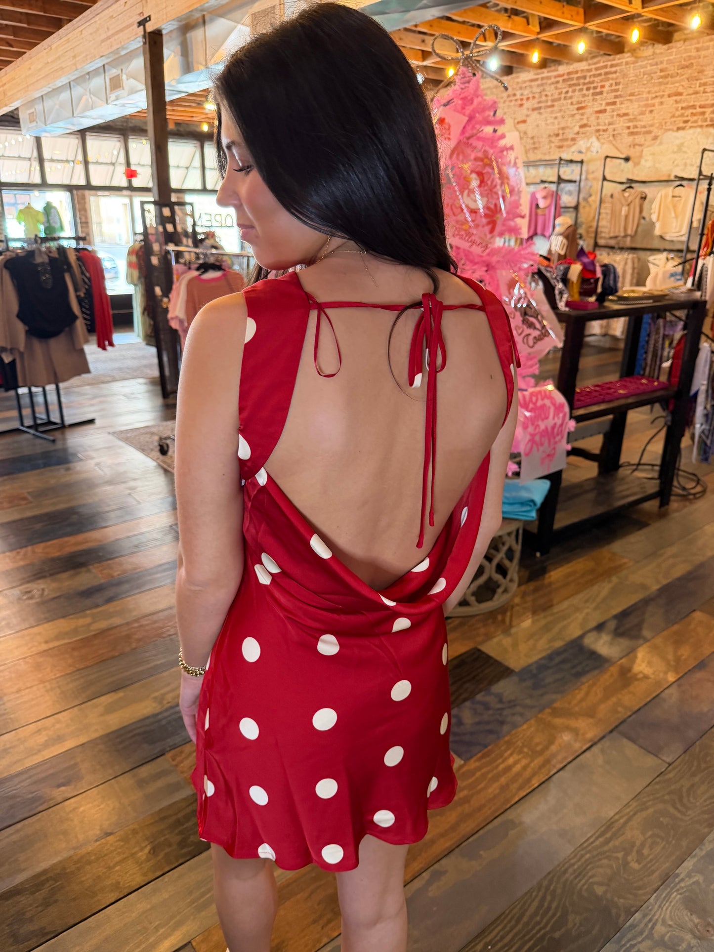 CHERRY RED POLKA DOT DRESS