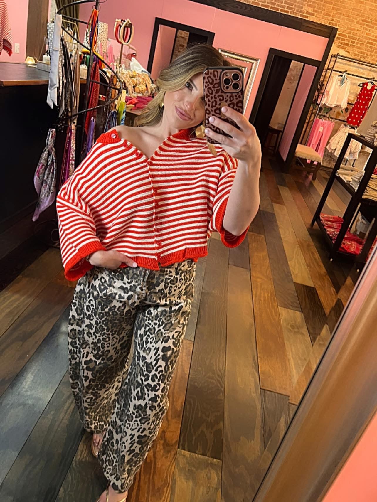 RED STRIPE CARDIGAN