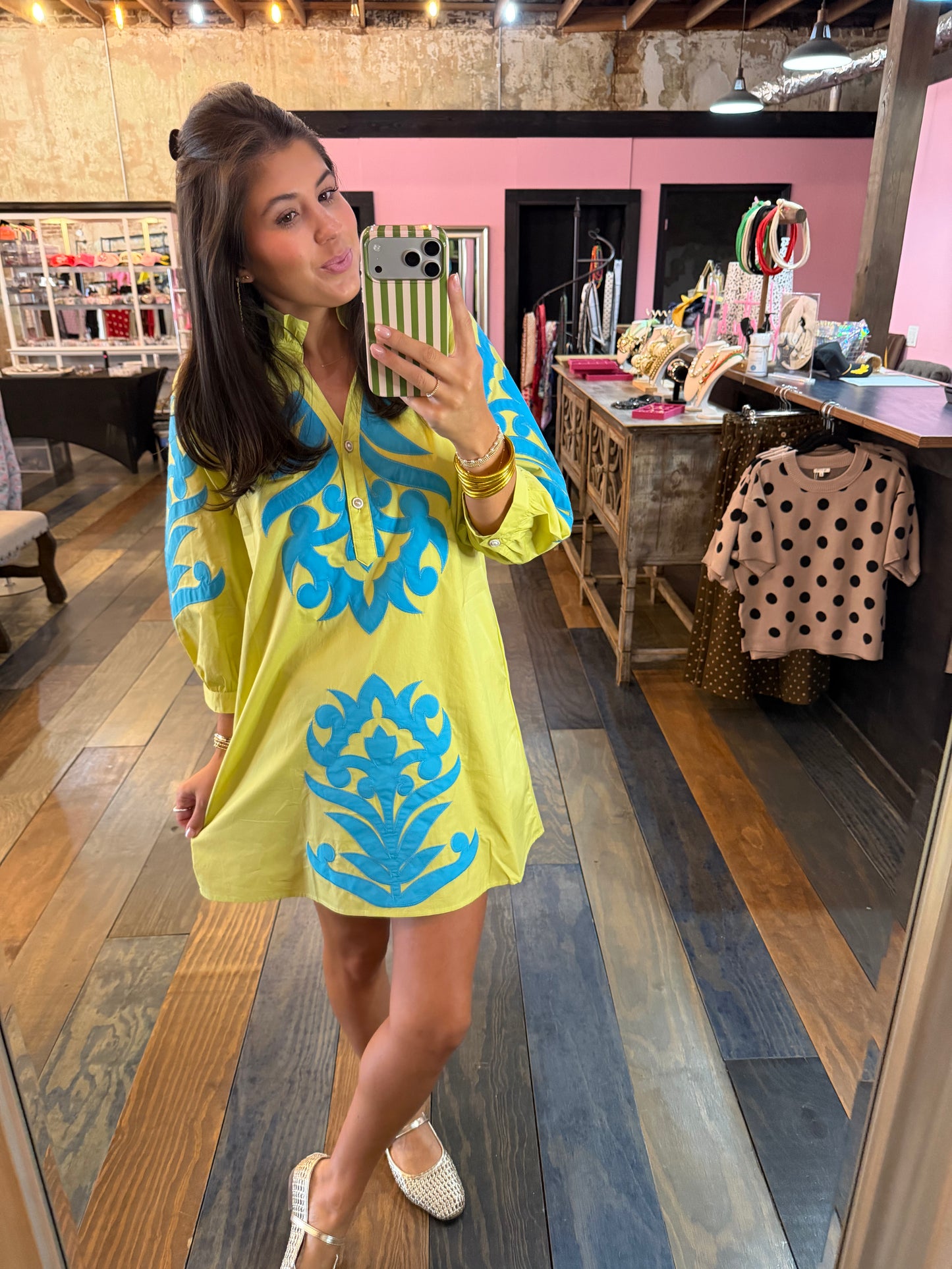 LIME/TURQUOISE MINI DRESS
