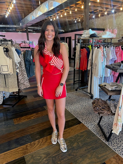 STRIPE BUTTER SKORT SET