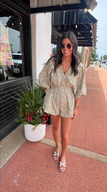 CHEETAH PUFF SLEEVE ROMPER