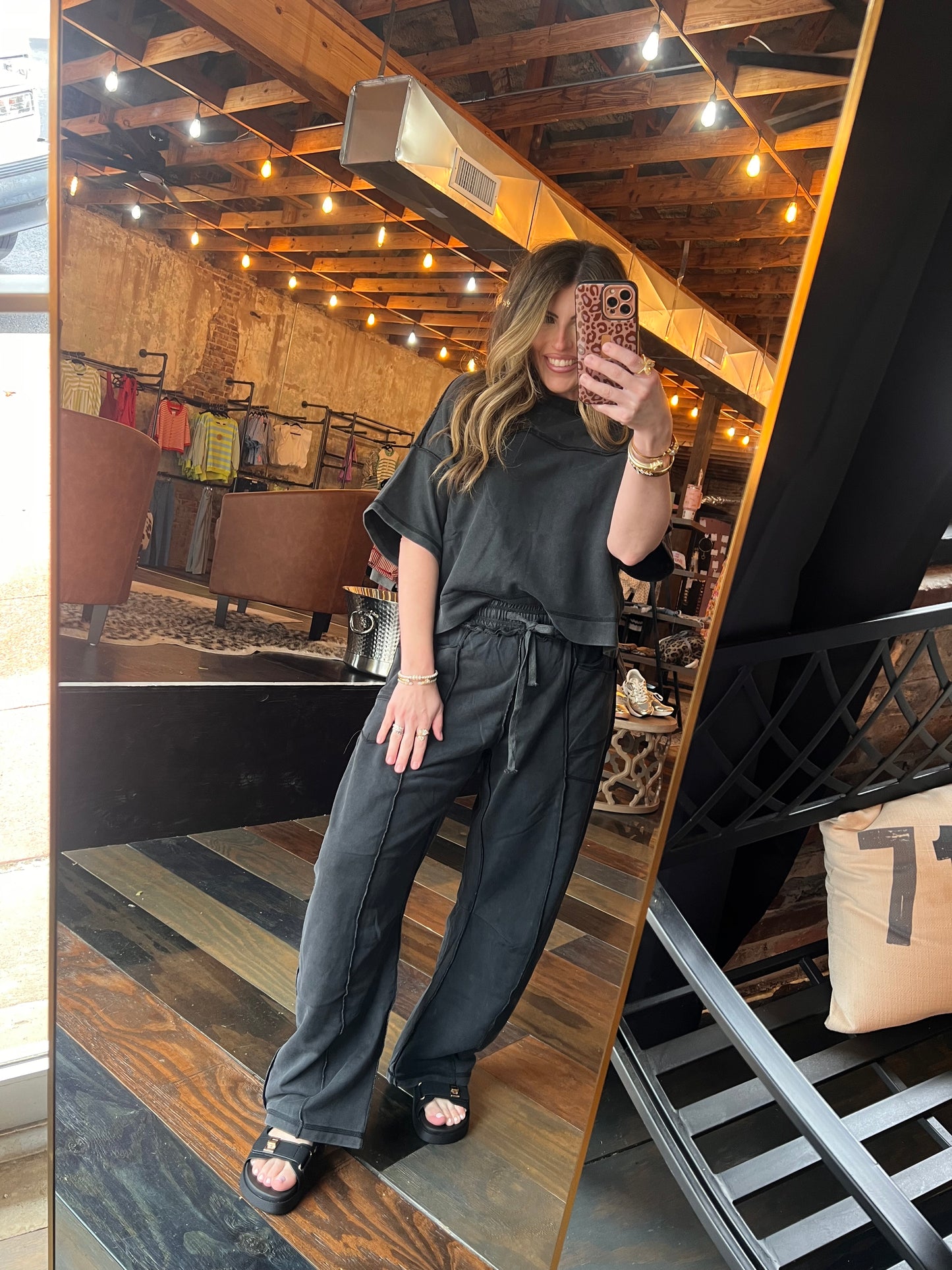 MINERAL WASHED BARREL PANT SET