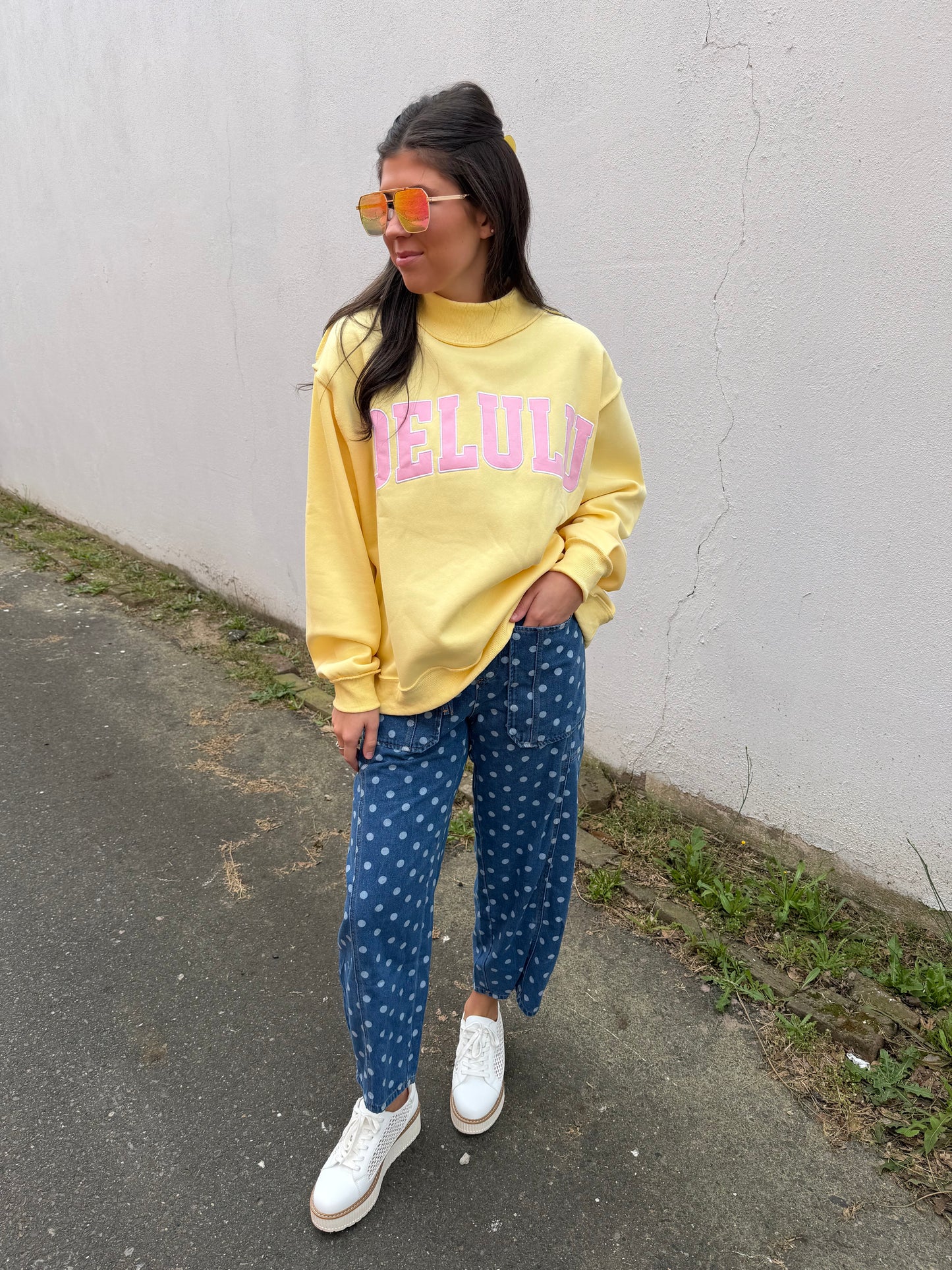POLKA DOT DENIM W/ DRAWSTRING