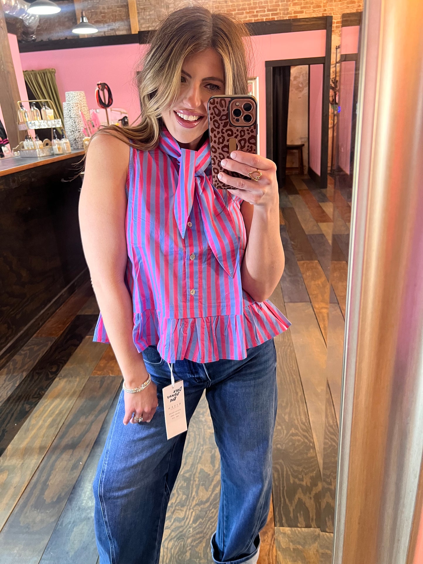 PINK/BLUE TIE ME PRETTY TOP
