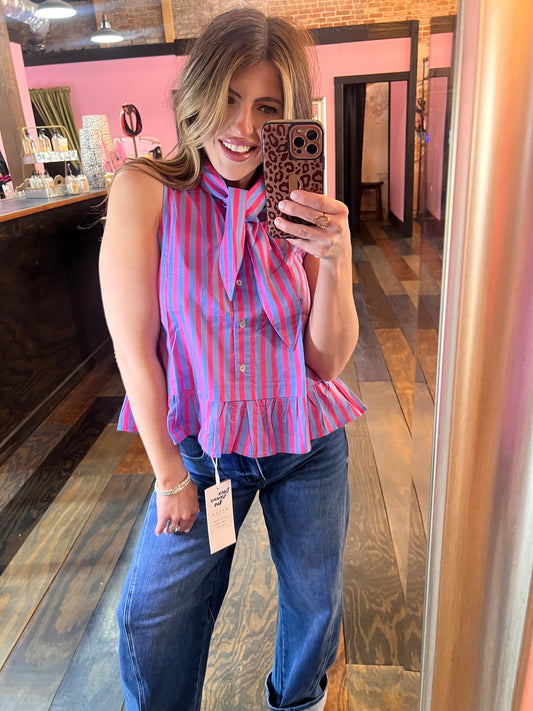 PINK/BLUE TIE ME PRETTY TOP