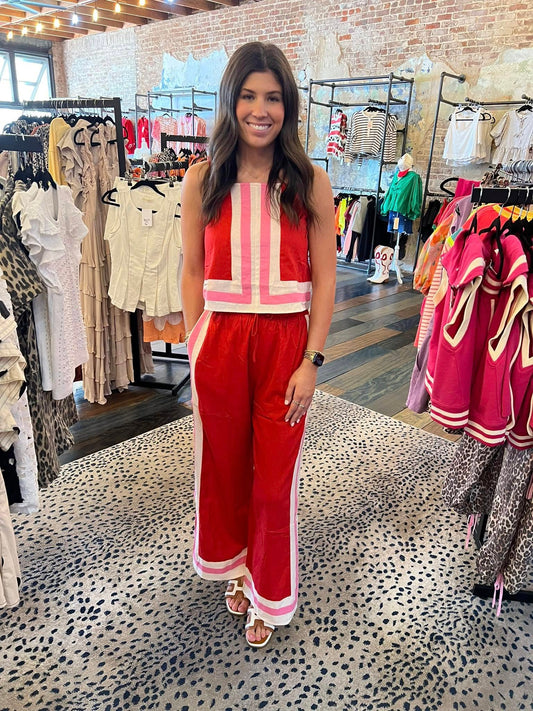 RED/PINK ENTRO PANT SET