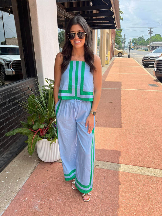 CHAMBRAY/GREEN SET BOTTOMS