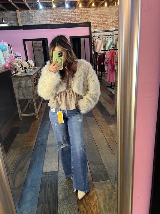 CROPPED FAUX FUR JACKET