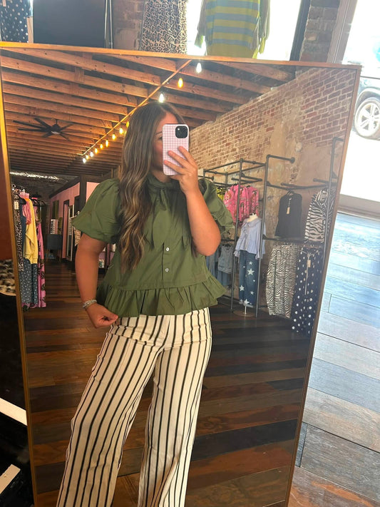 OLIVE STRIPE PANT