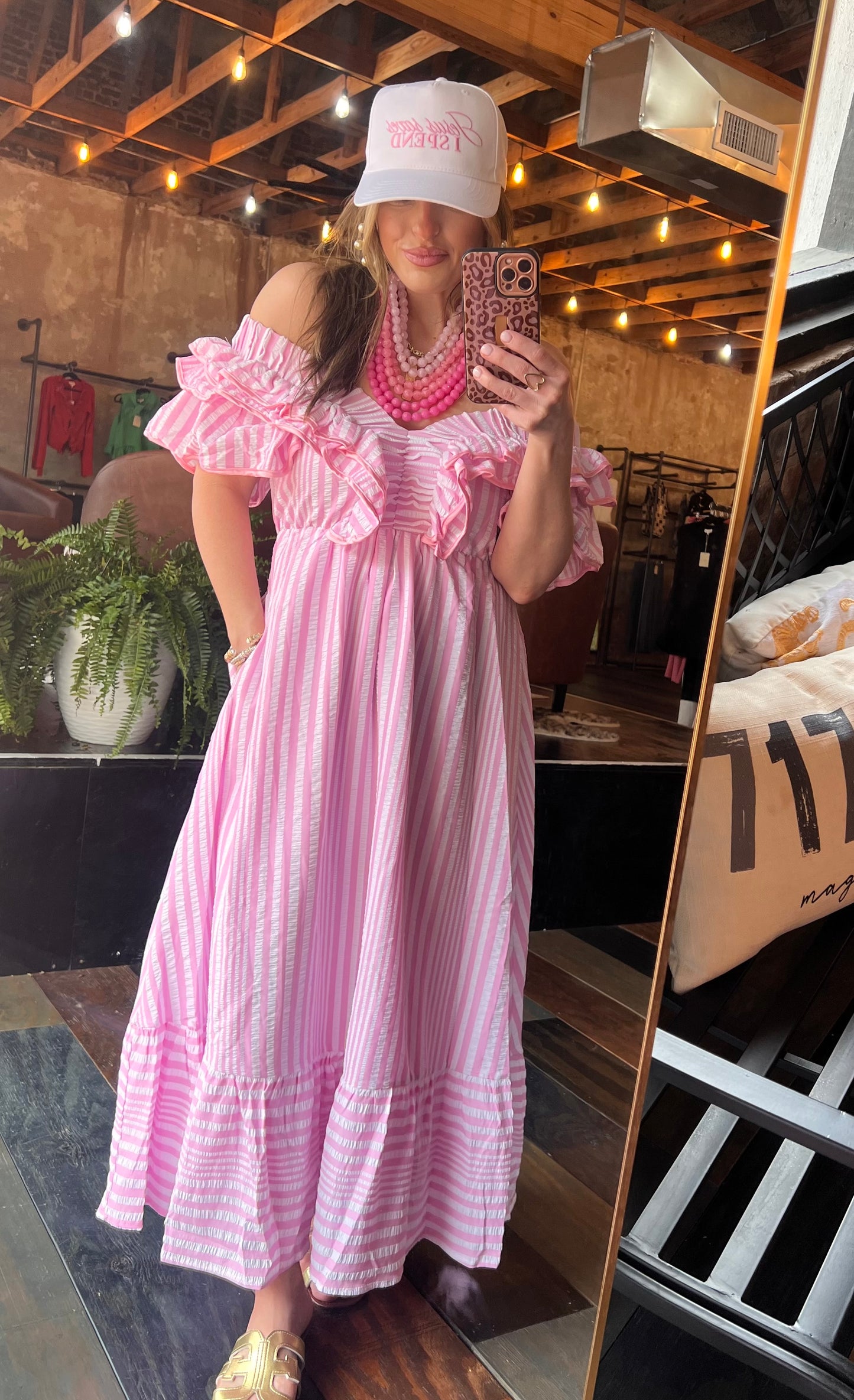 Ruffled Striped Midi Dress