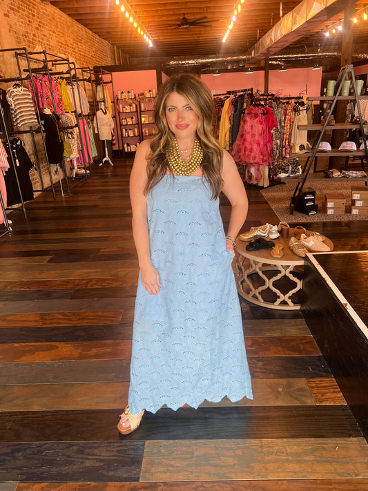 BABY BLUE EYELET MAXI