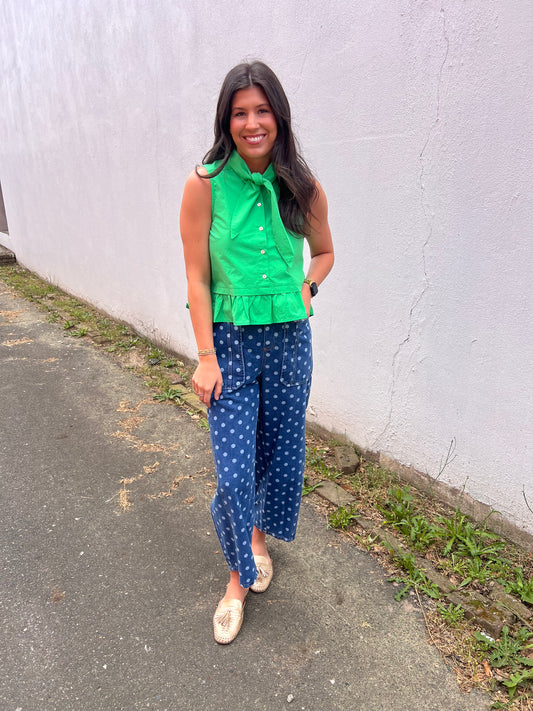 POLKA DOT DENIM W/ DRAWSTRING
