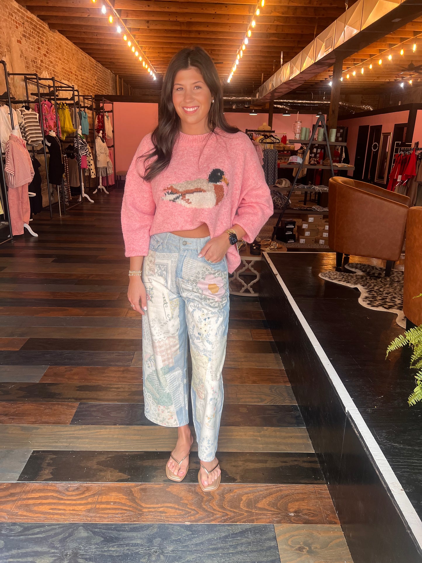 PEACHY PINK DUCK SWEATER
