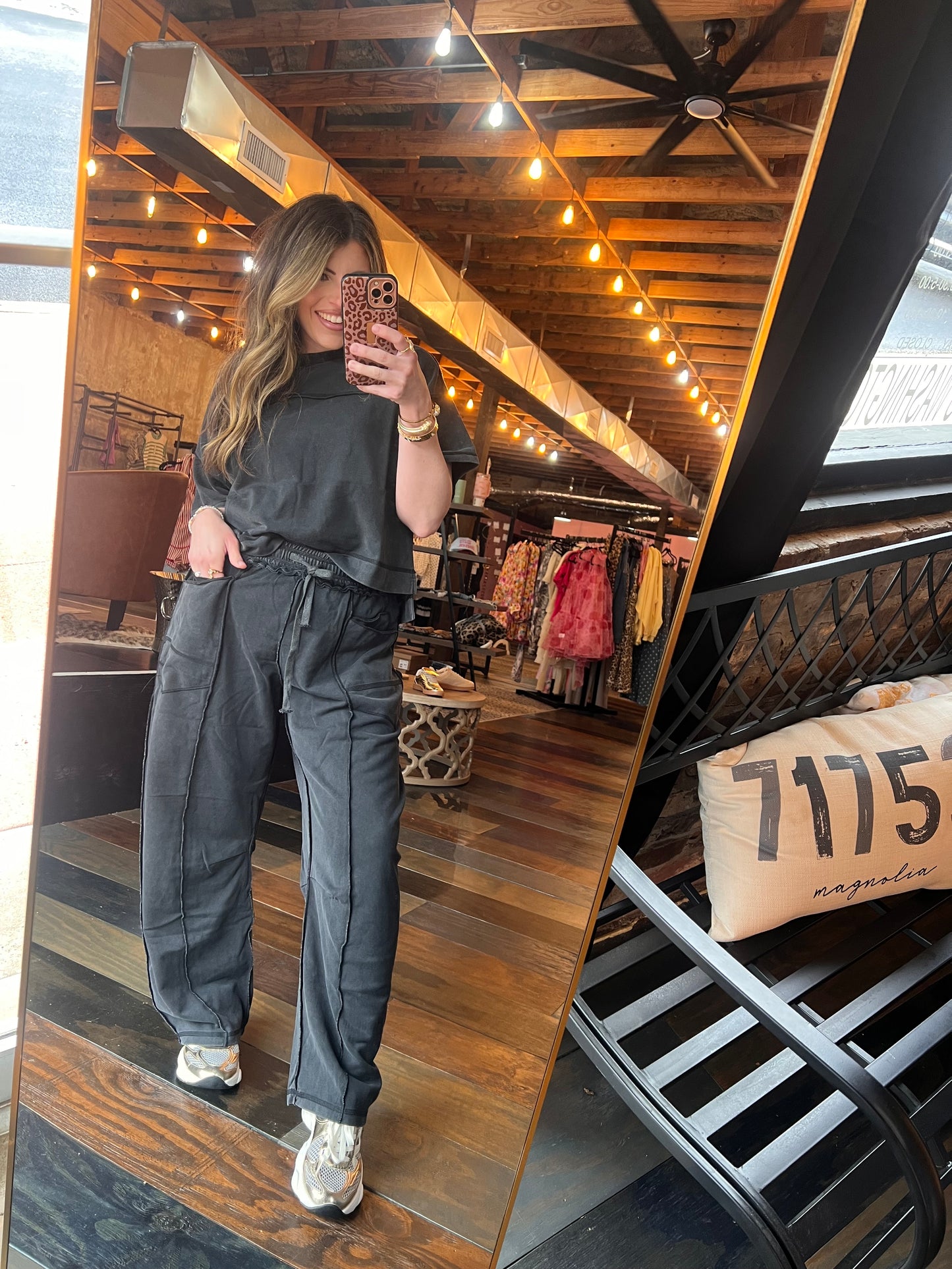 MINERAL WASHED BARREL PANT SET