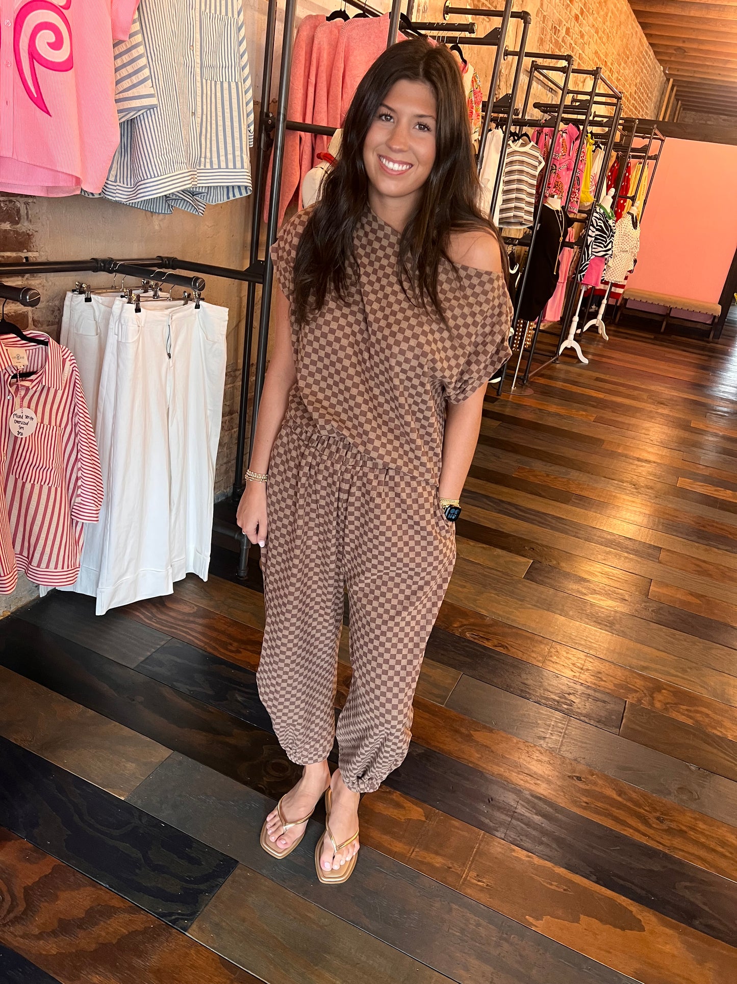 CHECKERED FRENCH TERRY SET