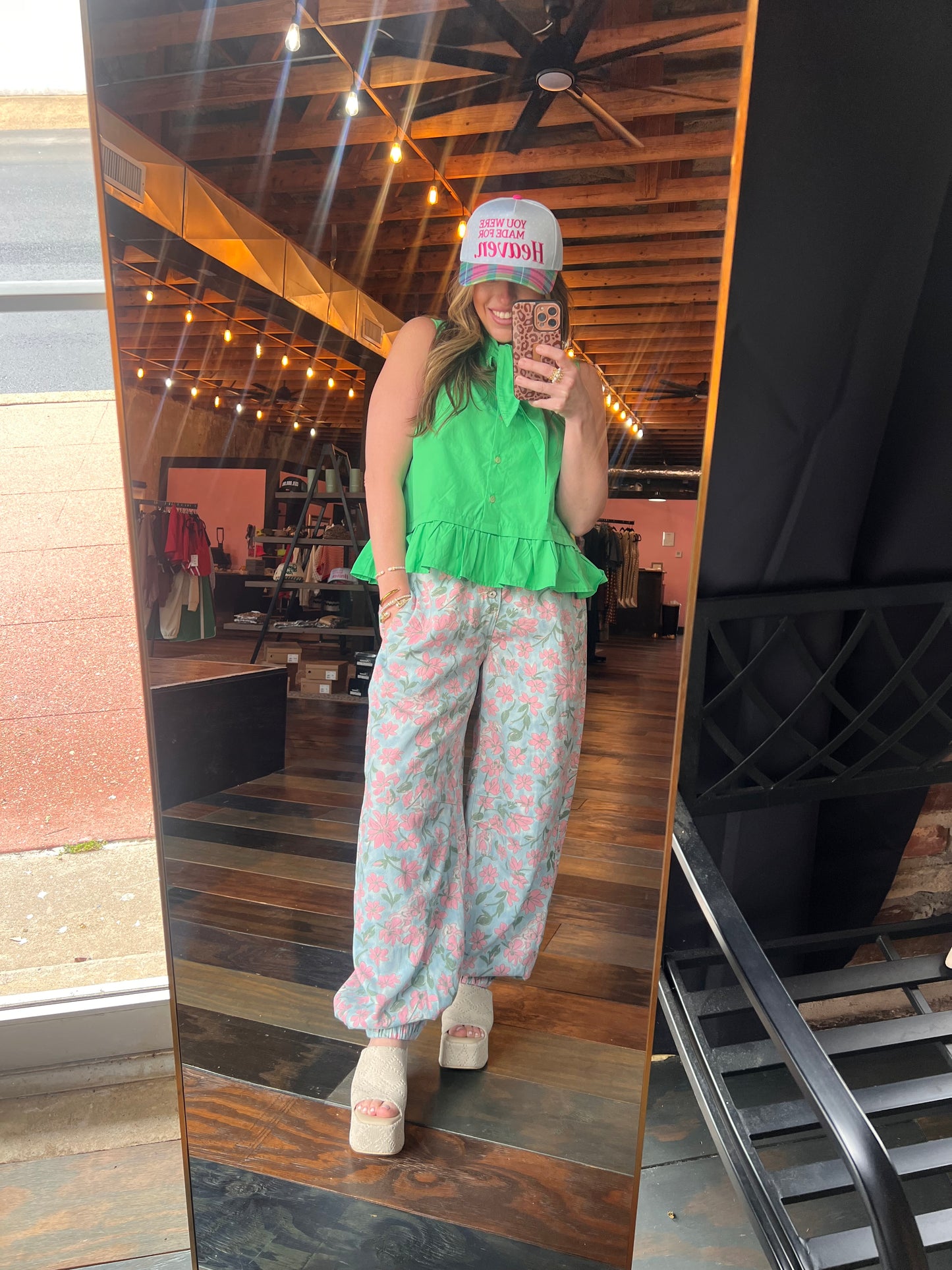 VINTAGE PRINTED TWILL FLORAL PANTS