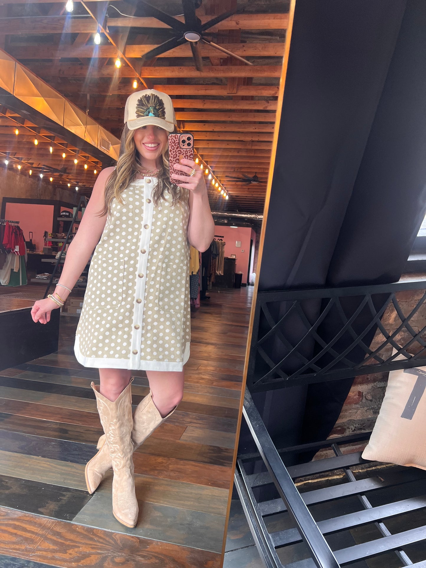 LATTE & DOTS MINI DRESS