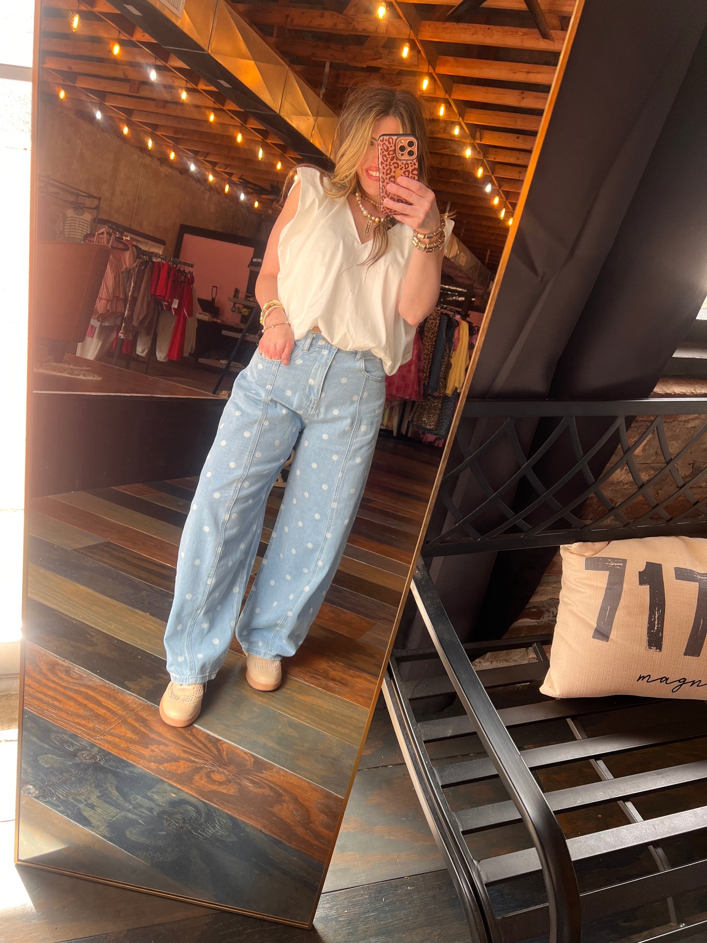 POLKA DOT DENIM JEANS
