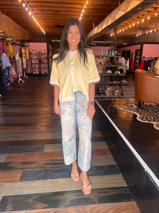 POLKA DOT BUTTON FRONT TOP