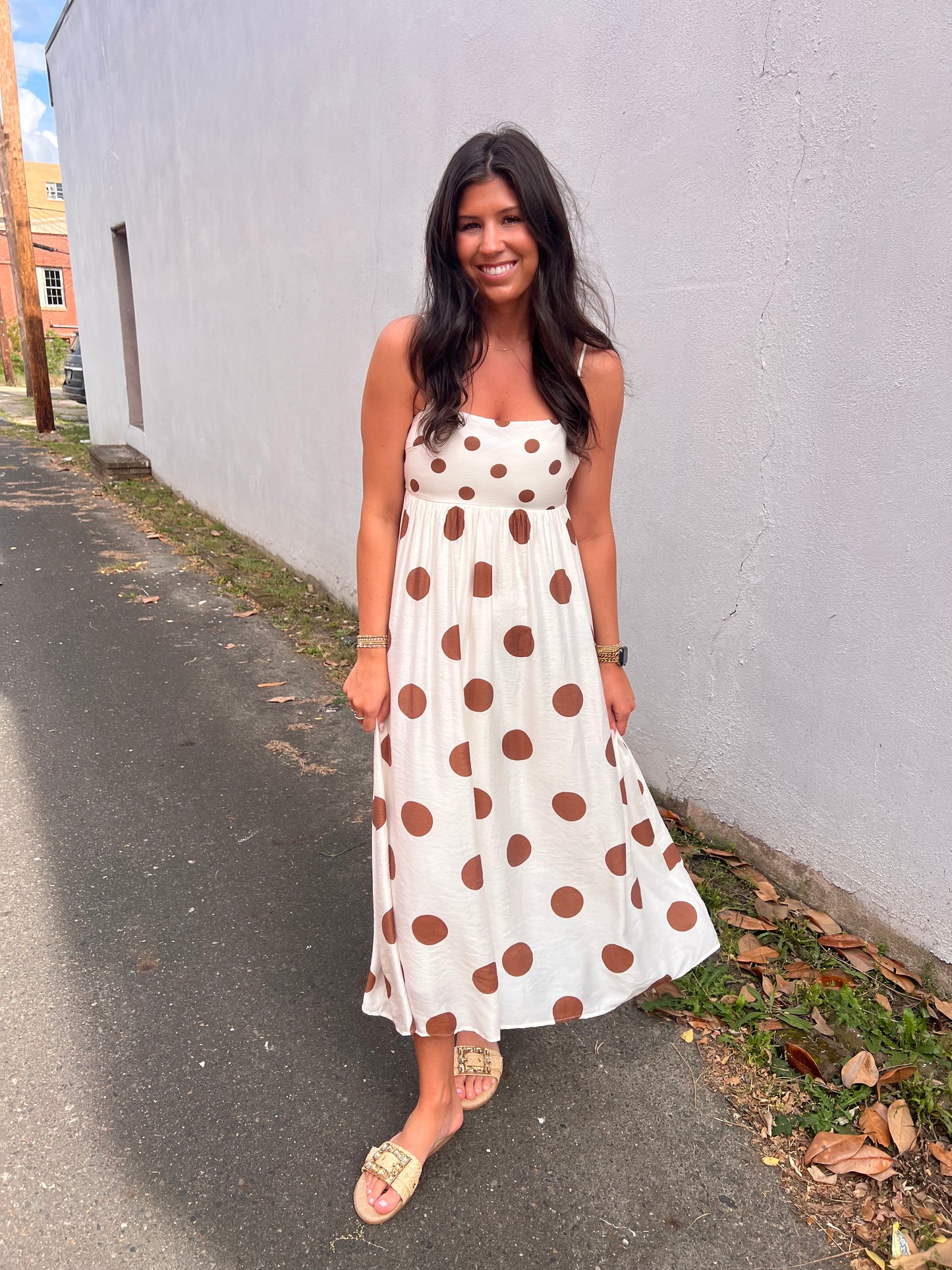 SPAGHETTI STRAP POLKADOT DRESS