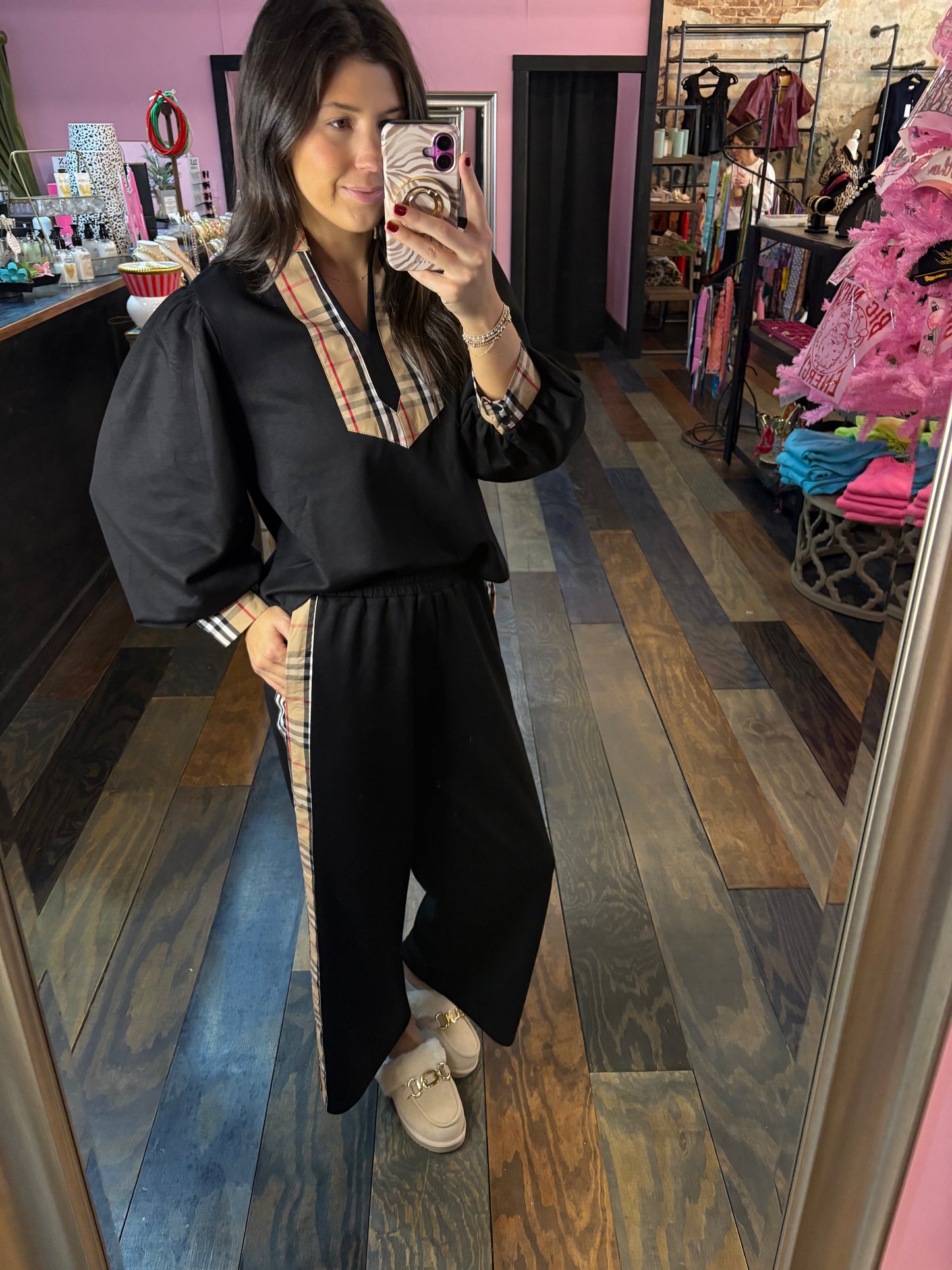 PLAID TRIM SET