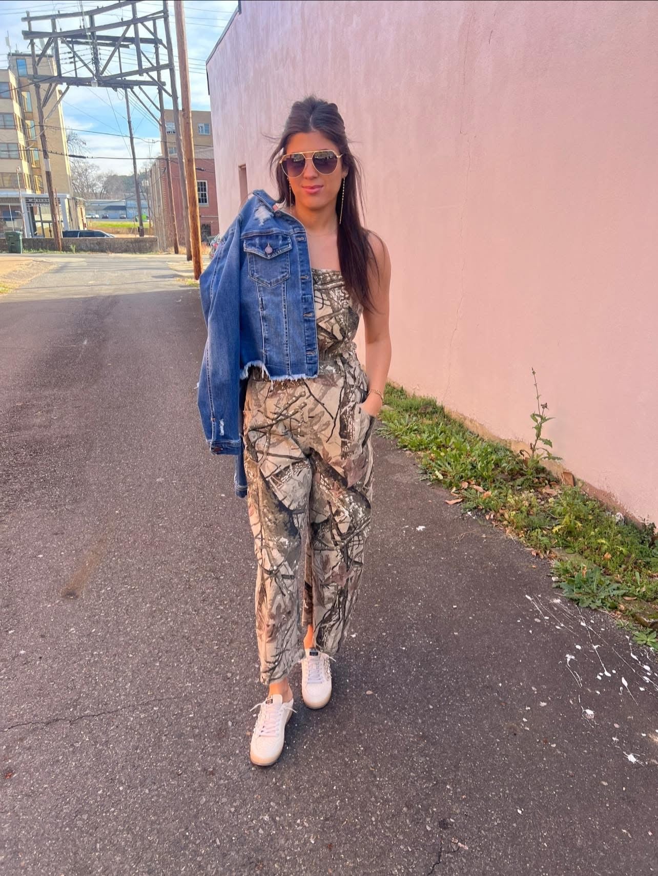 CAMO STRAPPY BARREL JUMPSUIT