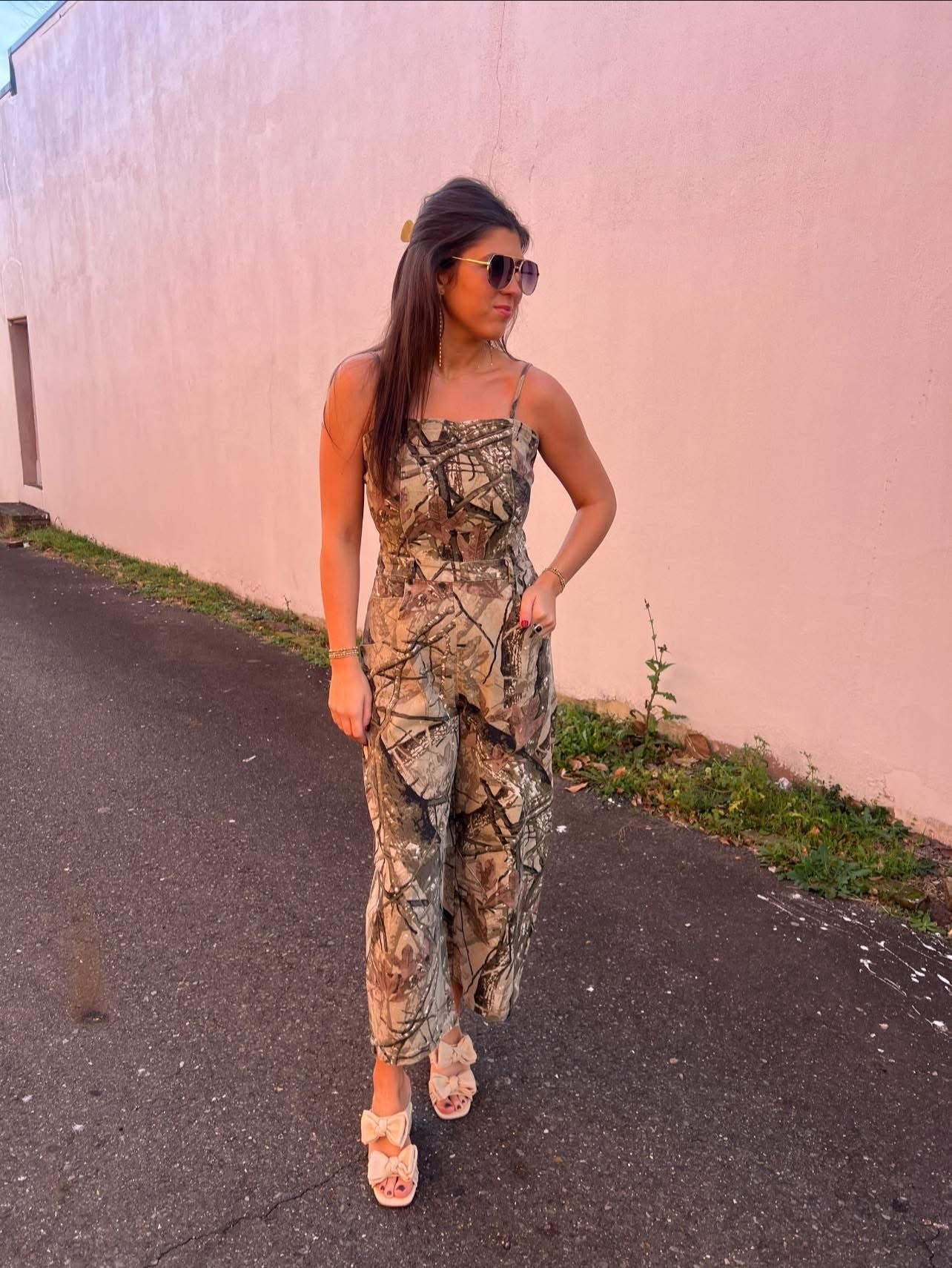 CAMO STRAPPY BARREL JUMPSUIT