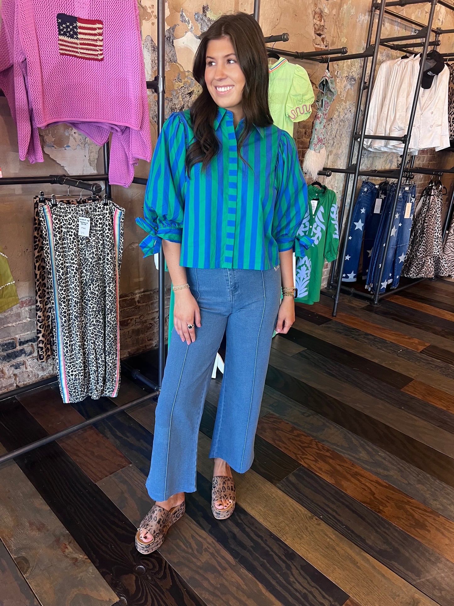 PLEATED DENIM BOTTOMS