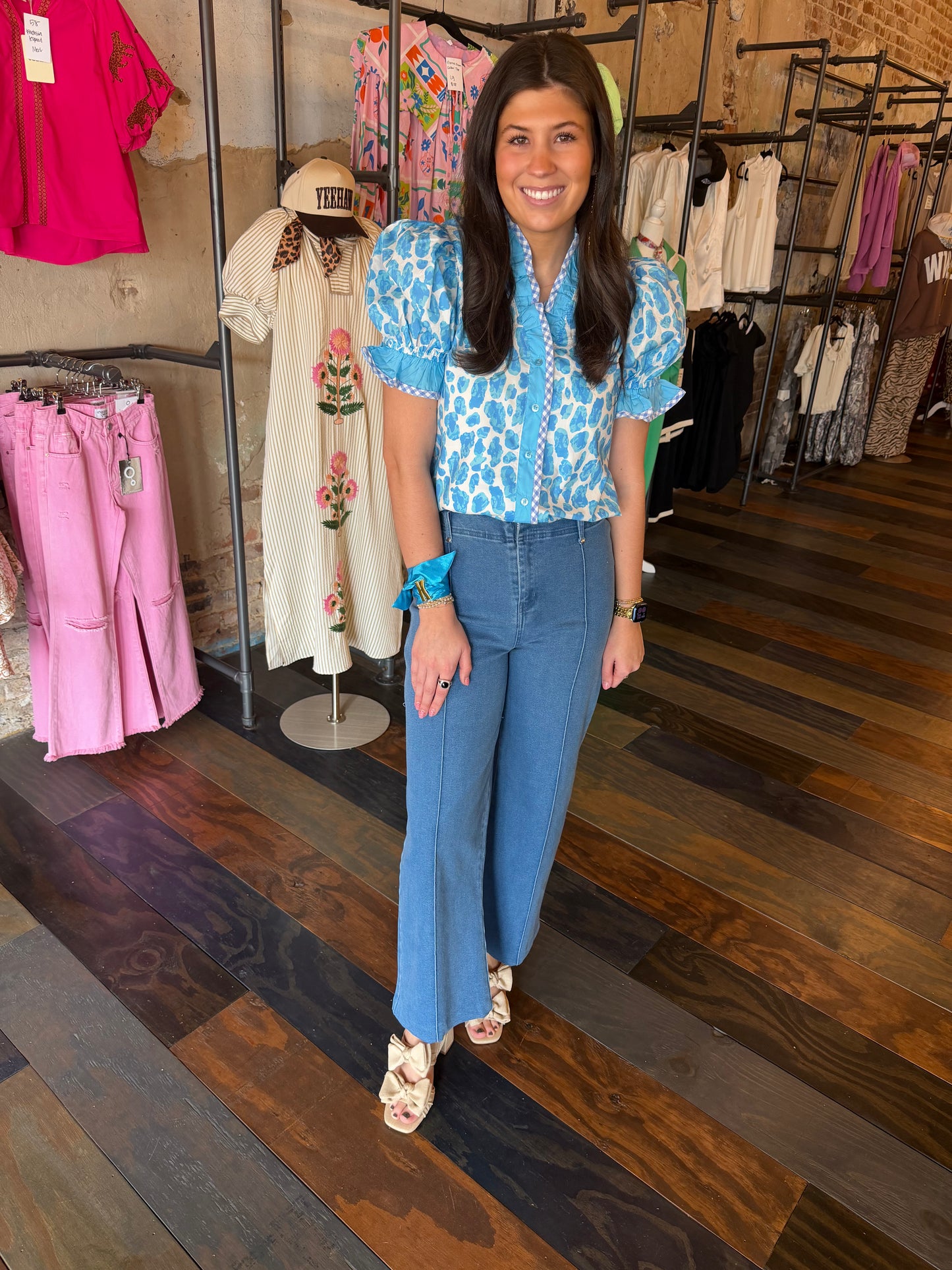 CHEETAH + GINGHAM TOP