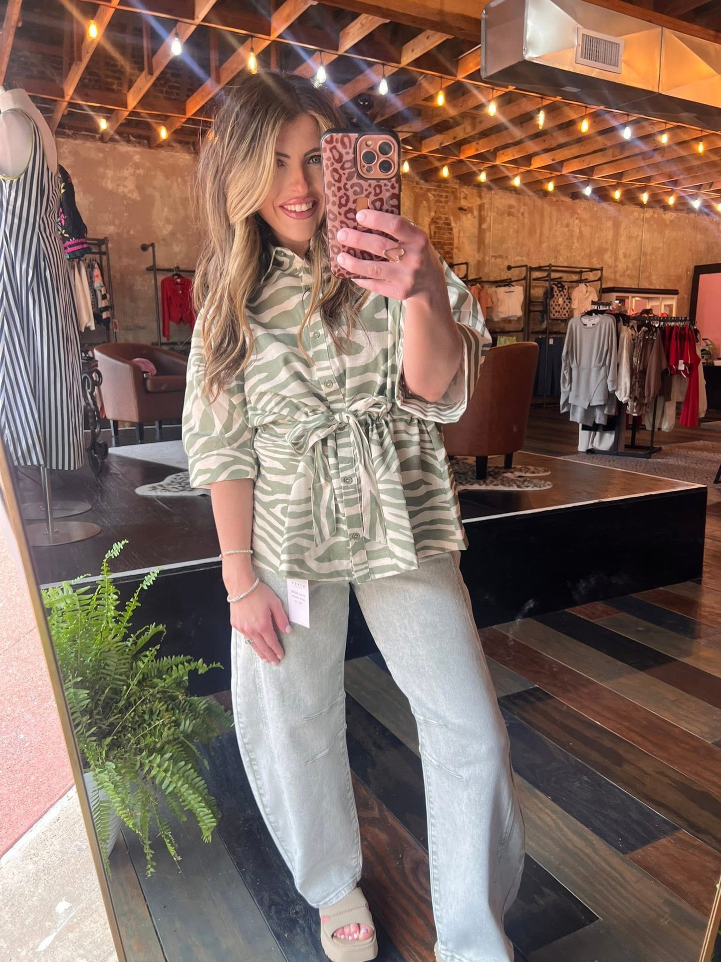 SAGE ZEBRA PRINT TOP
