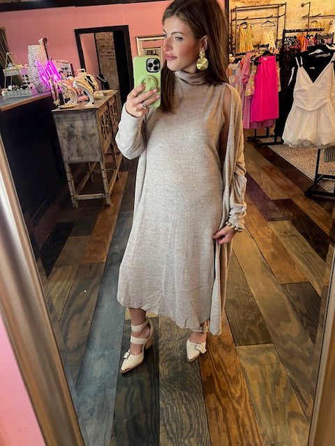 LIGHT MOCHA TURTLENECK DRESS SET