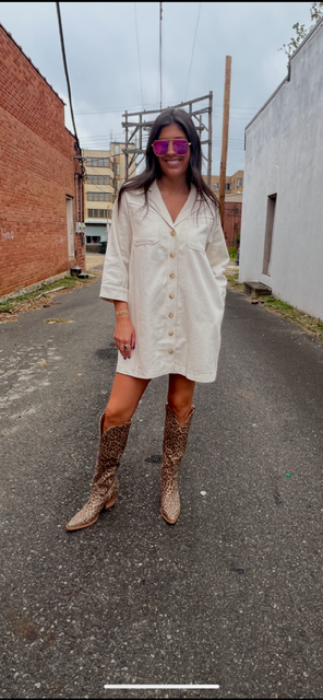 WESTERN FEEL DRESS IN ECRU