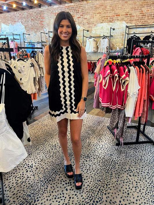 BLACK RICRAC DRESS