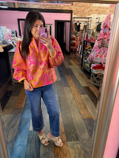 Neon Pink Jacquard Top