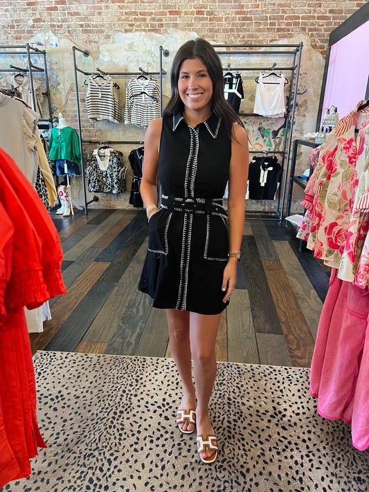 Black Belted Entro Dress