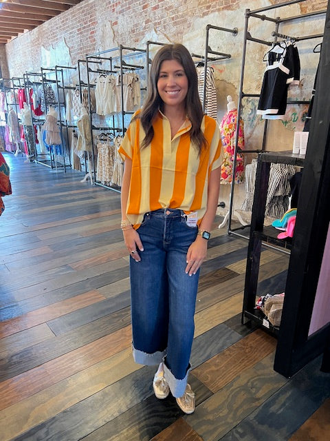 ORANGE BLOSSOM RUGBY STRIPE TOP