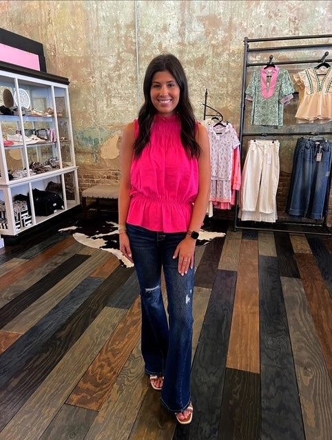 RISEN PLEATED DISTRESSED FLARE