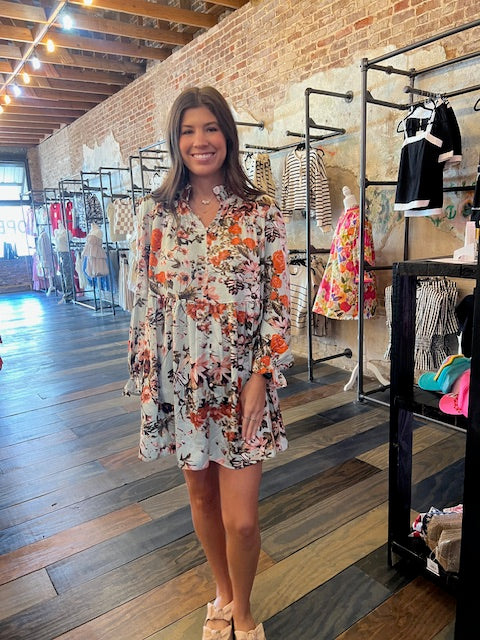 FLORAL PRINT BUTTON UP DRESS