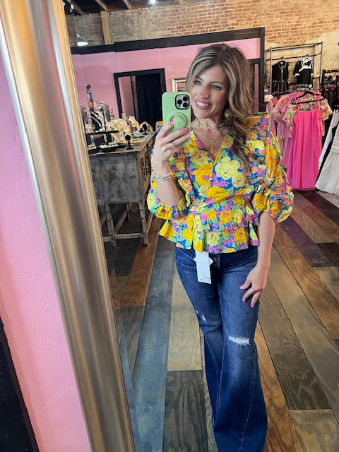 FLORAL PEPLUM TOP