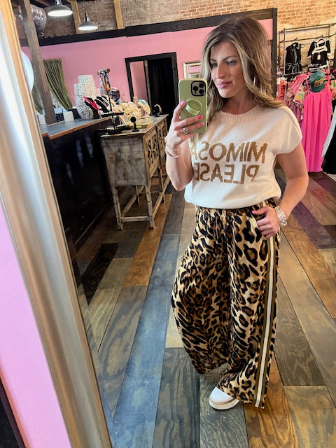 WIDE LEG LEOPARD PANT