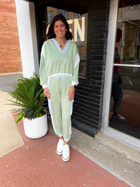 COTTON TERRY SET IN SAGE