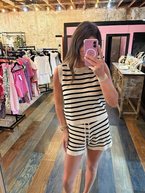 BIBI SLEEVELESS STRIPE KNIT SET