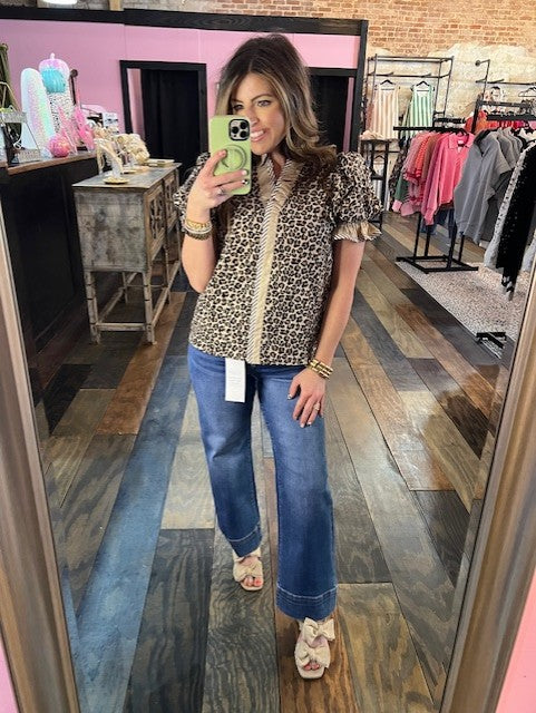 MULTI LEOPARD PUFF SLEEVE