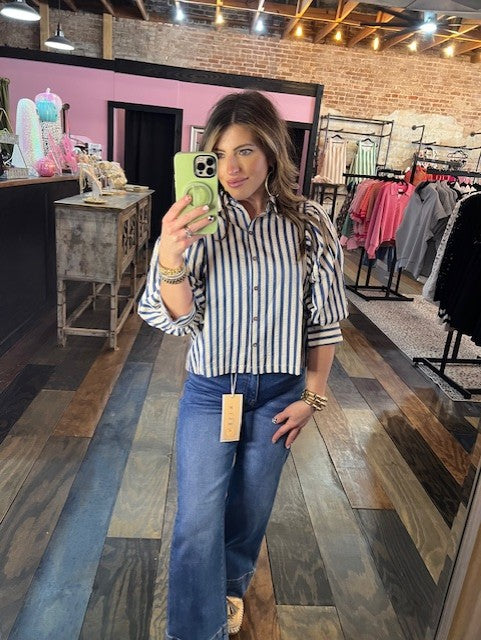 CROPPED INDIGO TOP