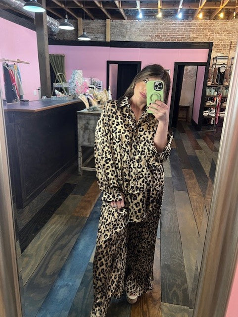 CHEETAH SATIN SET