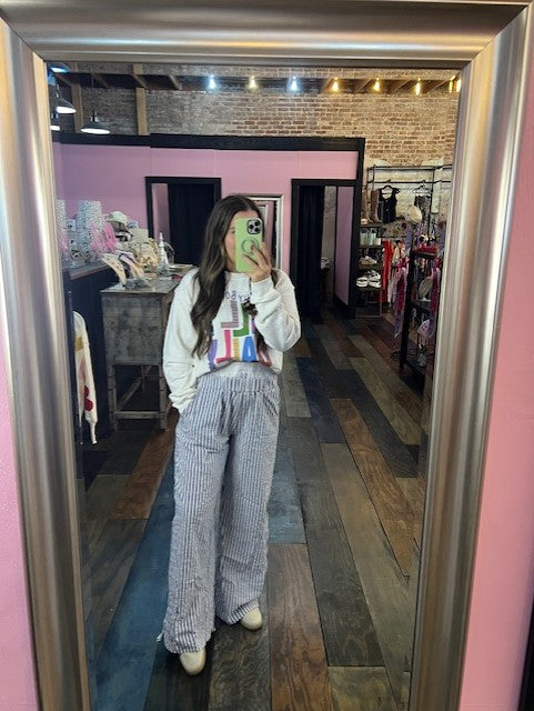 STRIPED SEERSUCKER EXPOSED BOXER PANTS